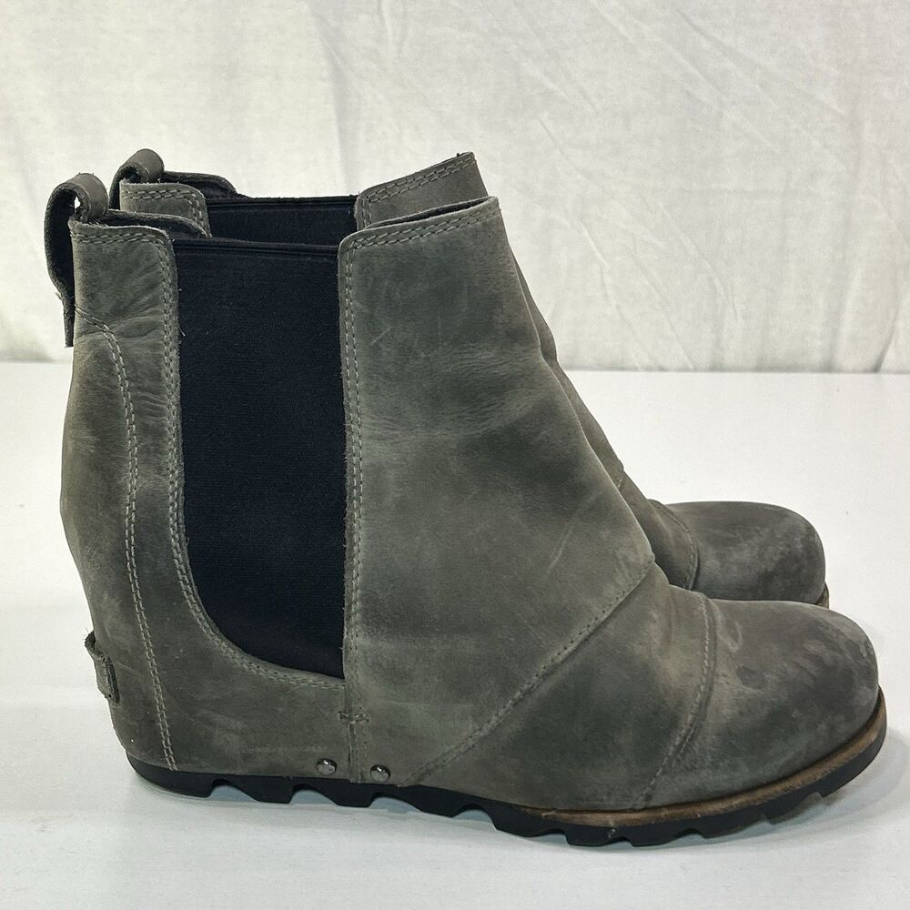 Sorel LEA Wedge Women's Sz 7.5 Waterproof Hidden Wedge Ankle Bootie Gray